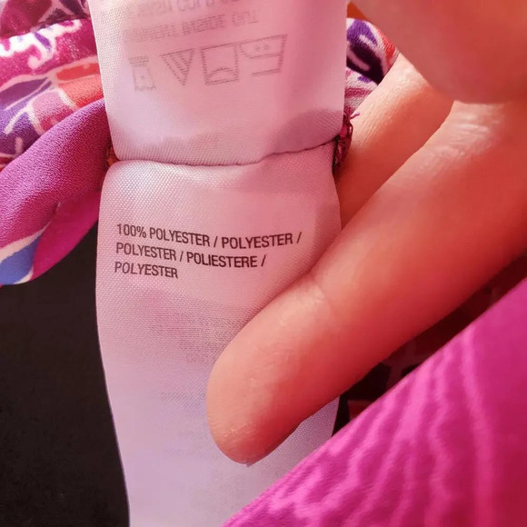 Bob Mackie Women's Raspberry V-Neck Floral Printed Woven Blouse Size XXS NWOT - Picture 7 of 16